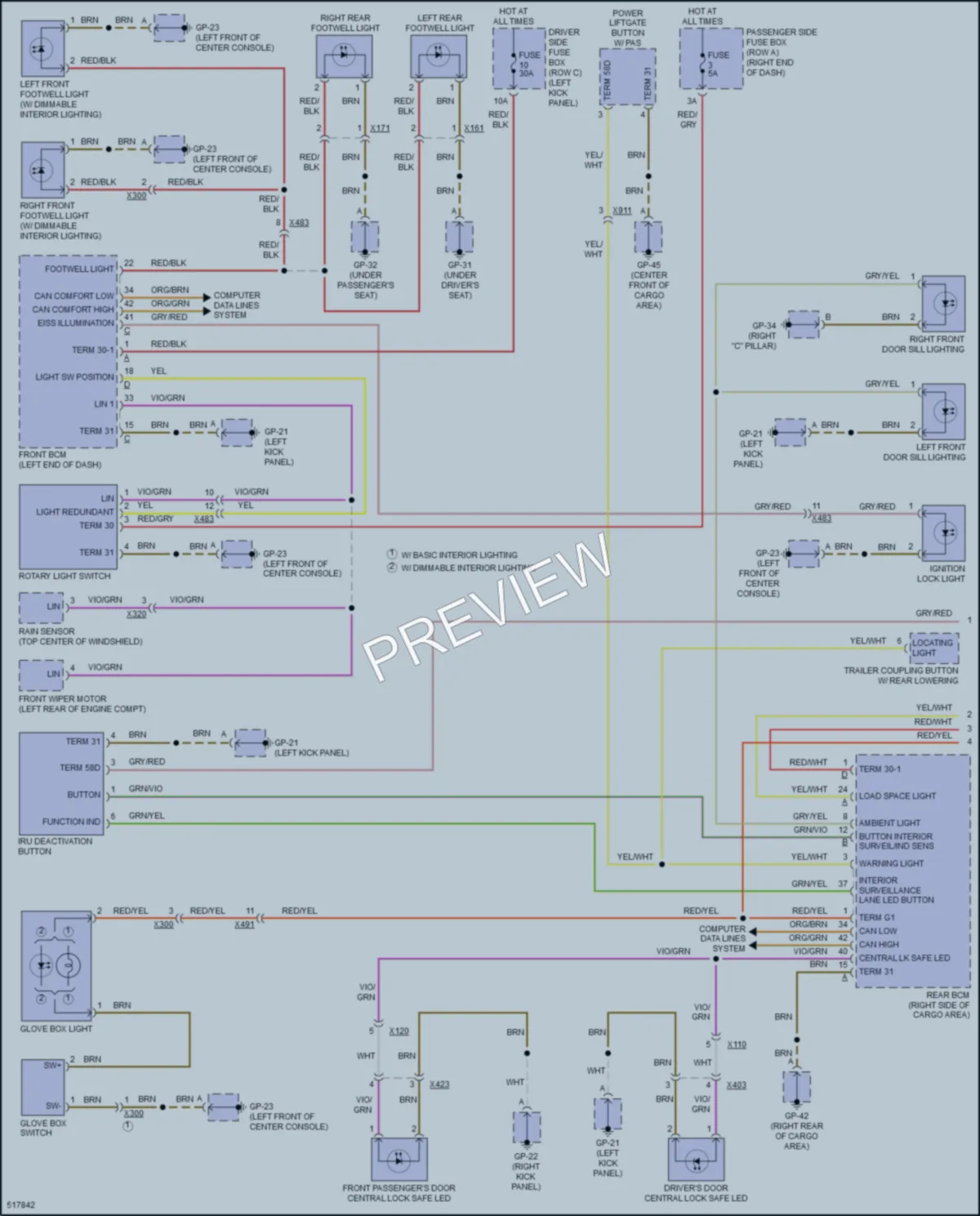 2016 Porsche Macan Interior Lights wiring diagram preview