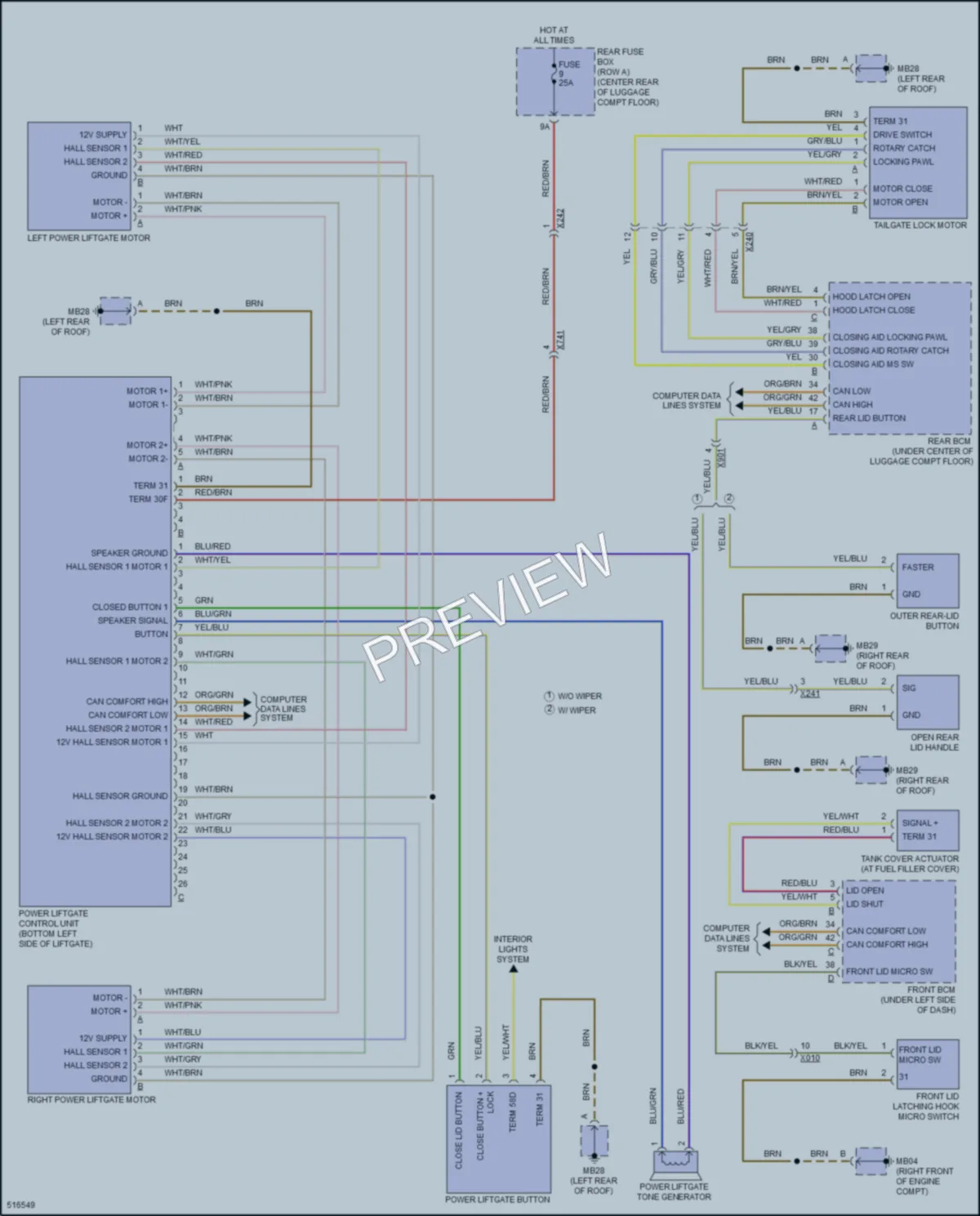 2016 Porsche Panamera Trunk Tailgate Fuel Door wiring diagram preview