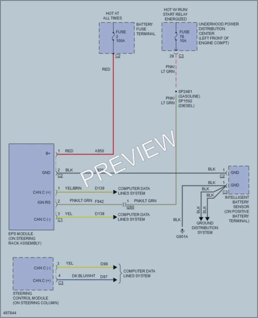 2016 Ram 1500Pickup Electronic Power Steering wiring diagram preview