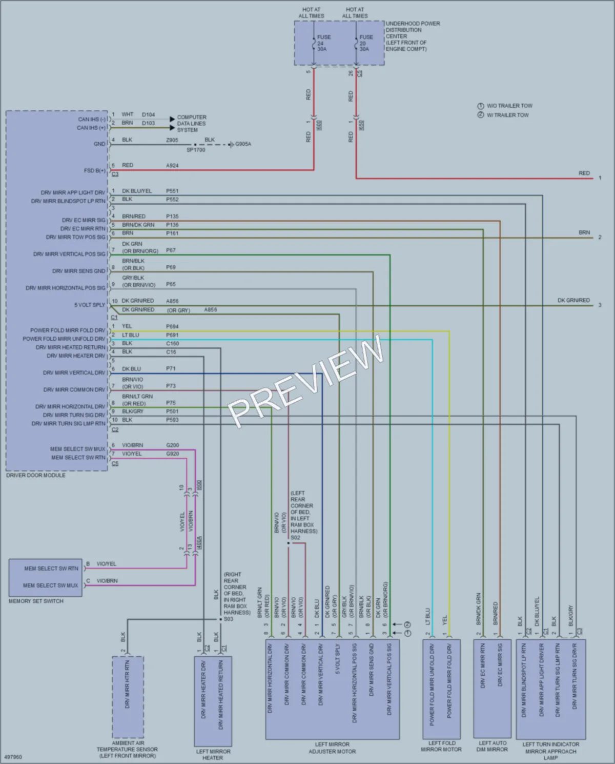 2016 Ram 1500Pickup Memory Systems wiring diagram preview