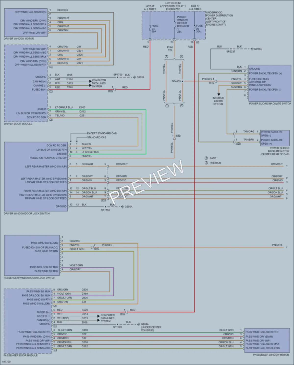 2016 Ram 1500Pickup Power Windows wiring diagram preview