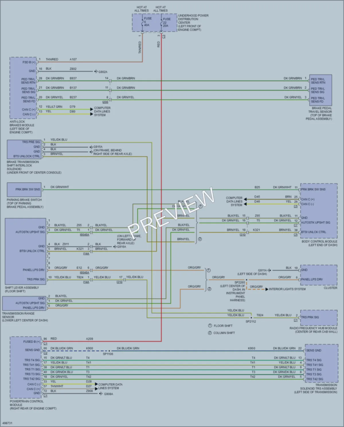 2016 Ram 1500Pickup Shift Interlock wiring diagram preview