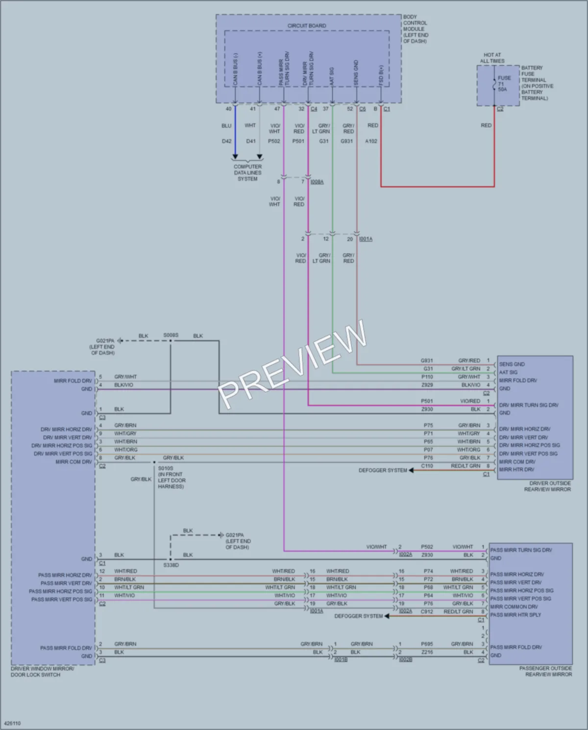 2016 Ram 1500ProMaster Power Mirrors wiring diagram preview