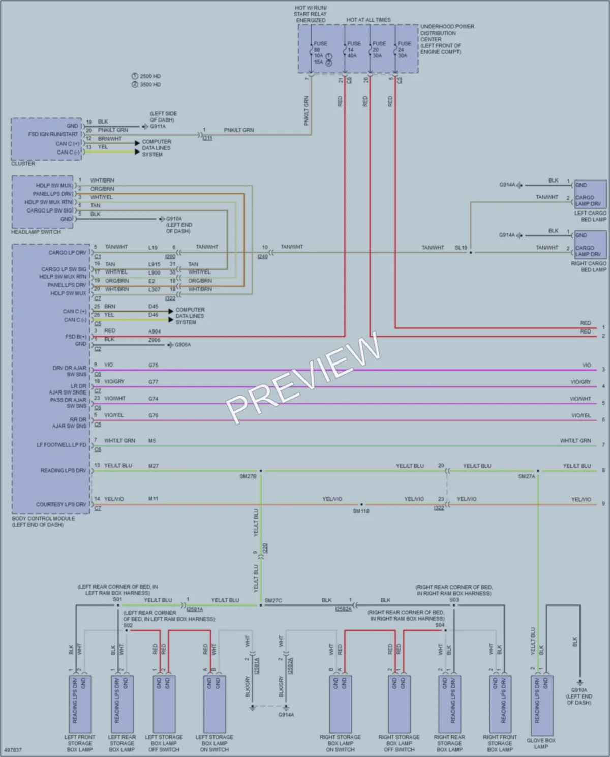 2016 Ram 2500Pickup Interior Lights wiring diagram preview