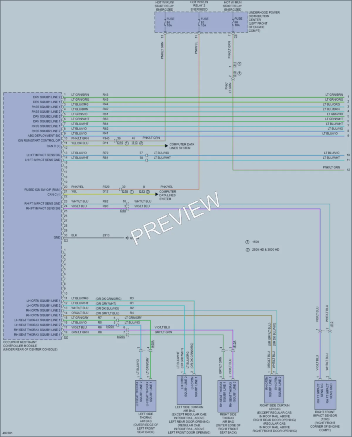 2016 Ram 2500Pickup Supplemental Restraints wiring diagram preview