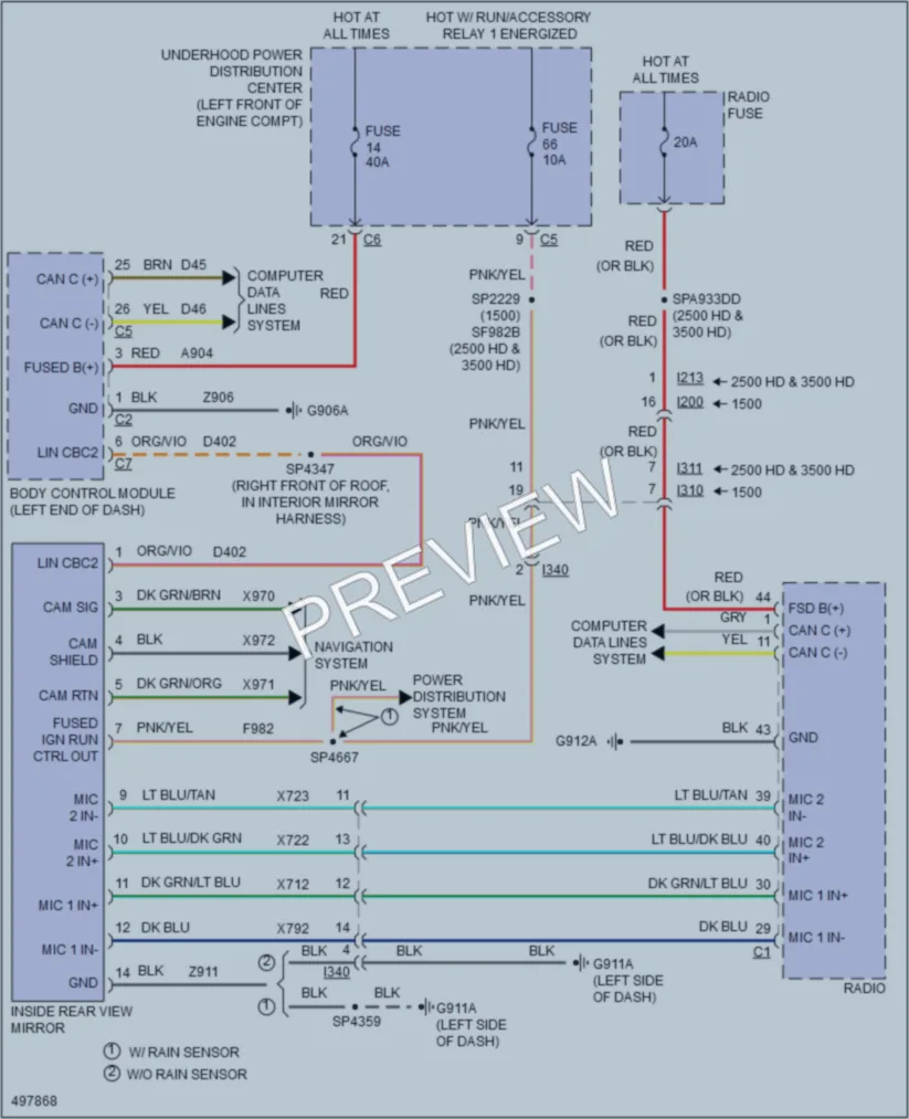 2016 Ram 3500Pickup Power Mirrors wiring diagram preview