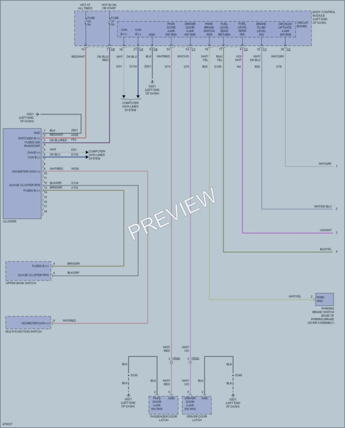 2016 Ram ProMasterCity Instrument Cluster wiring diagram preview