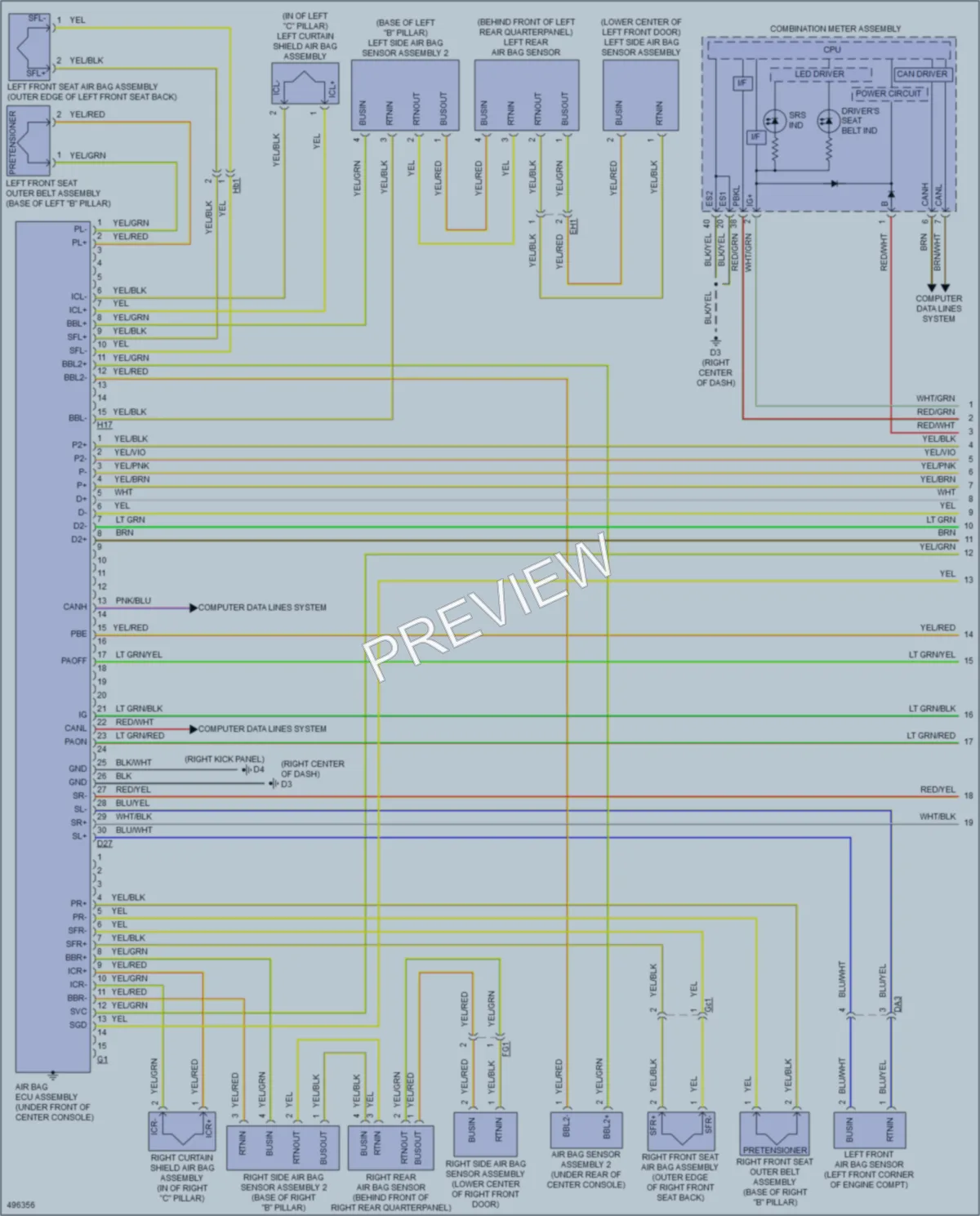 2016 Scion FRS Supplemental Restraints wiring diagram preview