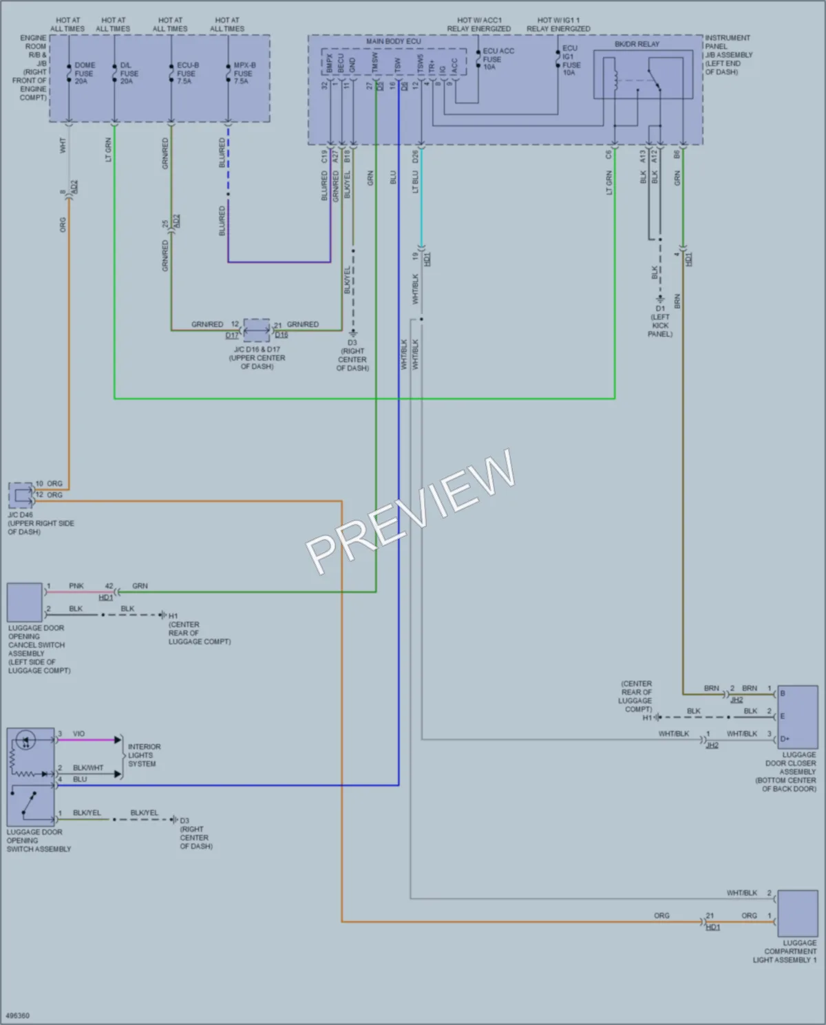 2016 Scion FRS Trunk Tailgate Fuel Door wiring diagram preview