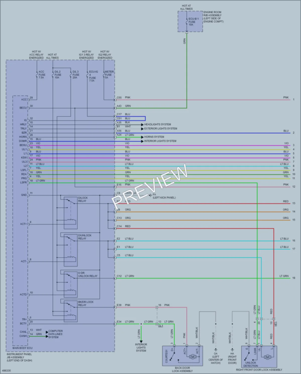 2016 Scion iM Power Door Locks wiring diagram preview