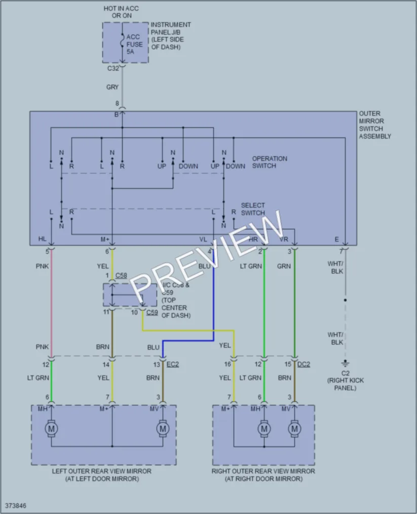 2016 Scion tC Power Mirrors wiring diagram preview