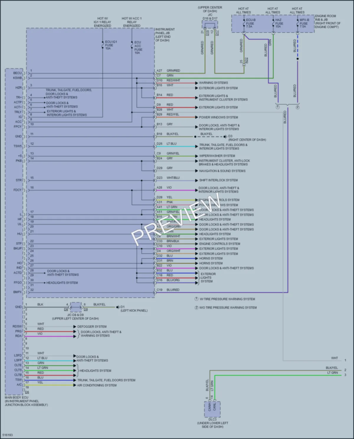 2016 Subaru BRZ Body Control Modules wiring diagram preview