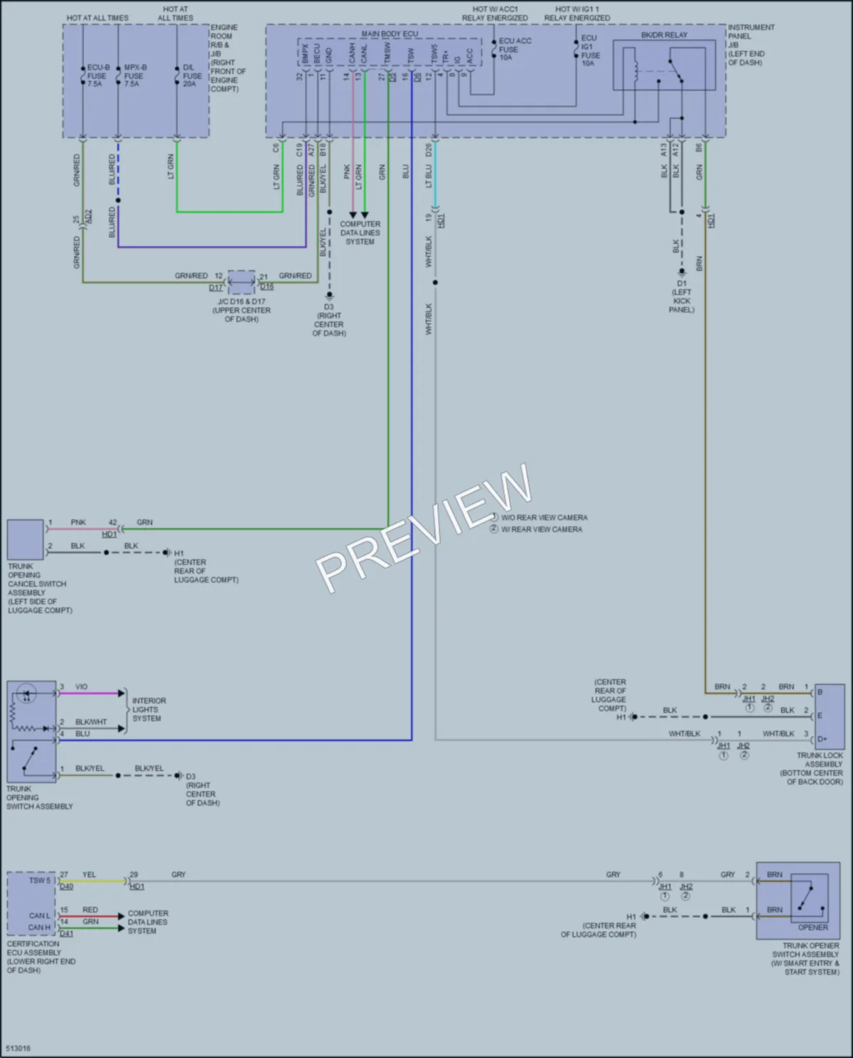 2016 Subaru BRZ Trunk Tailgate Fuel Door wiring diagram preview