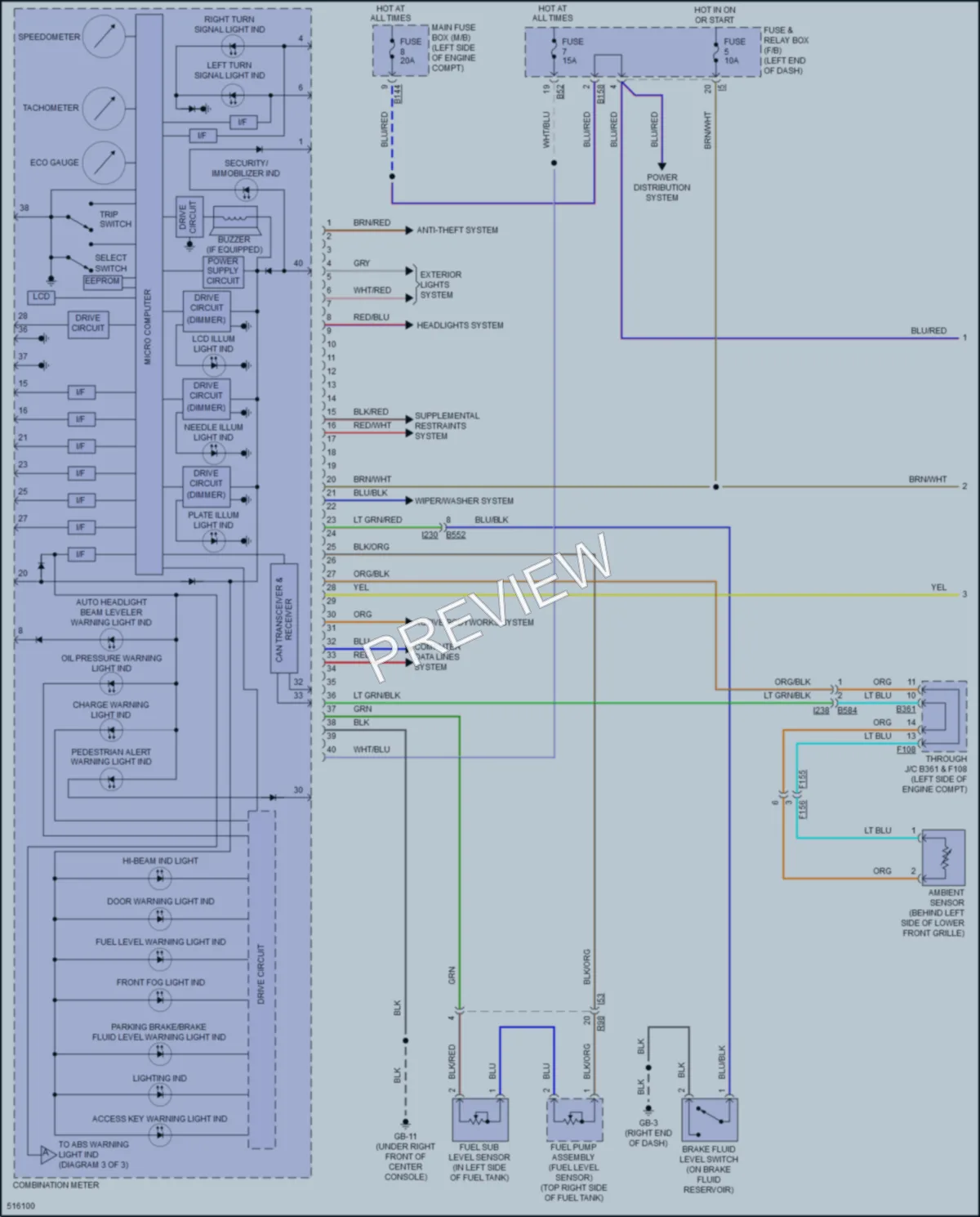 2016 Subaru CrosstrekHybrid Instrument Cluster wiring diagram preview