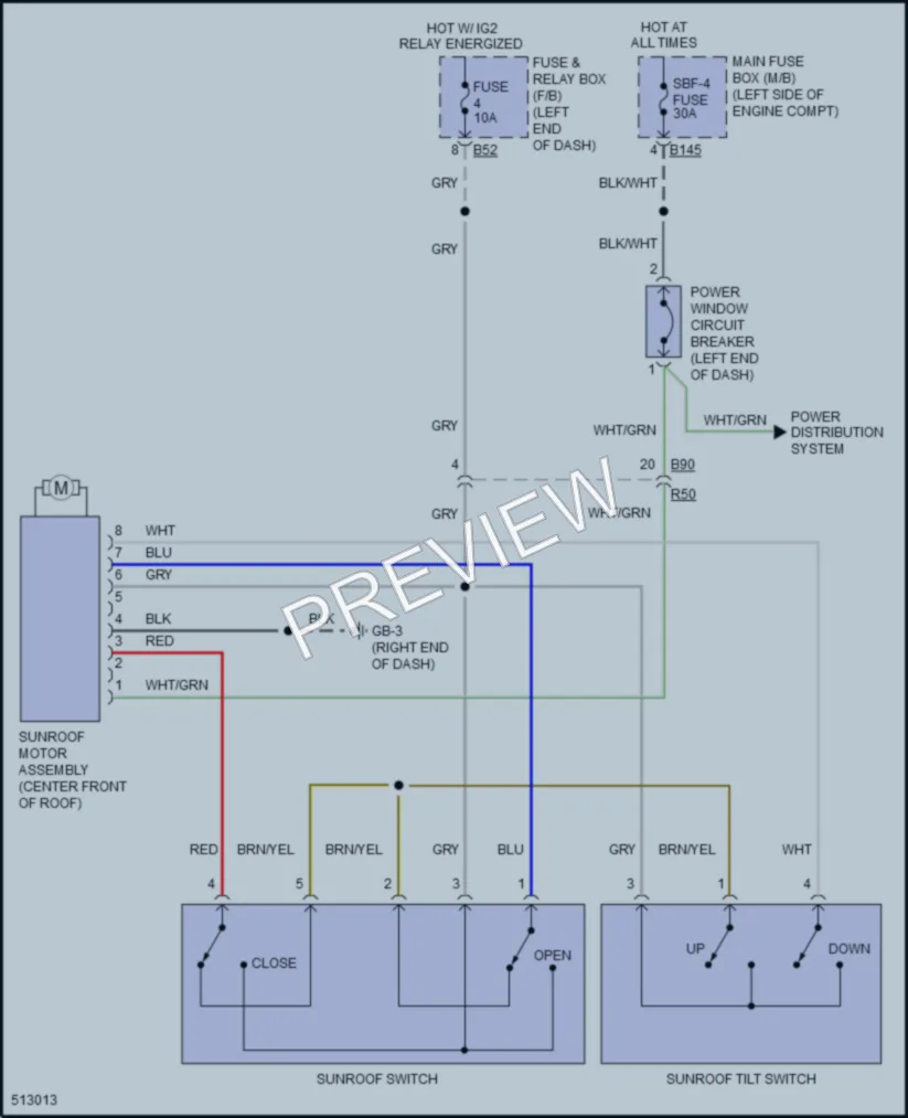 2016 Subaru CrosstrekHybrid Power Top Sunroof wiring diagram preview