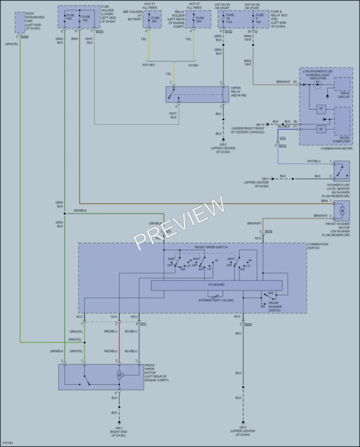 2016 Subaru CrosstrekHybrid Wiper Washer wiring diagram preview