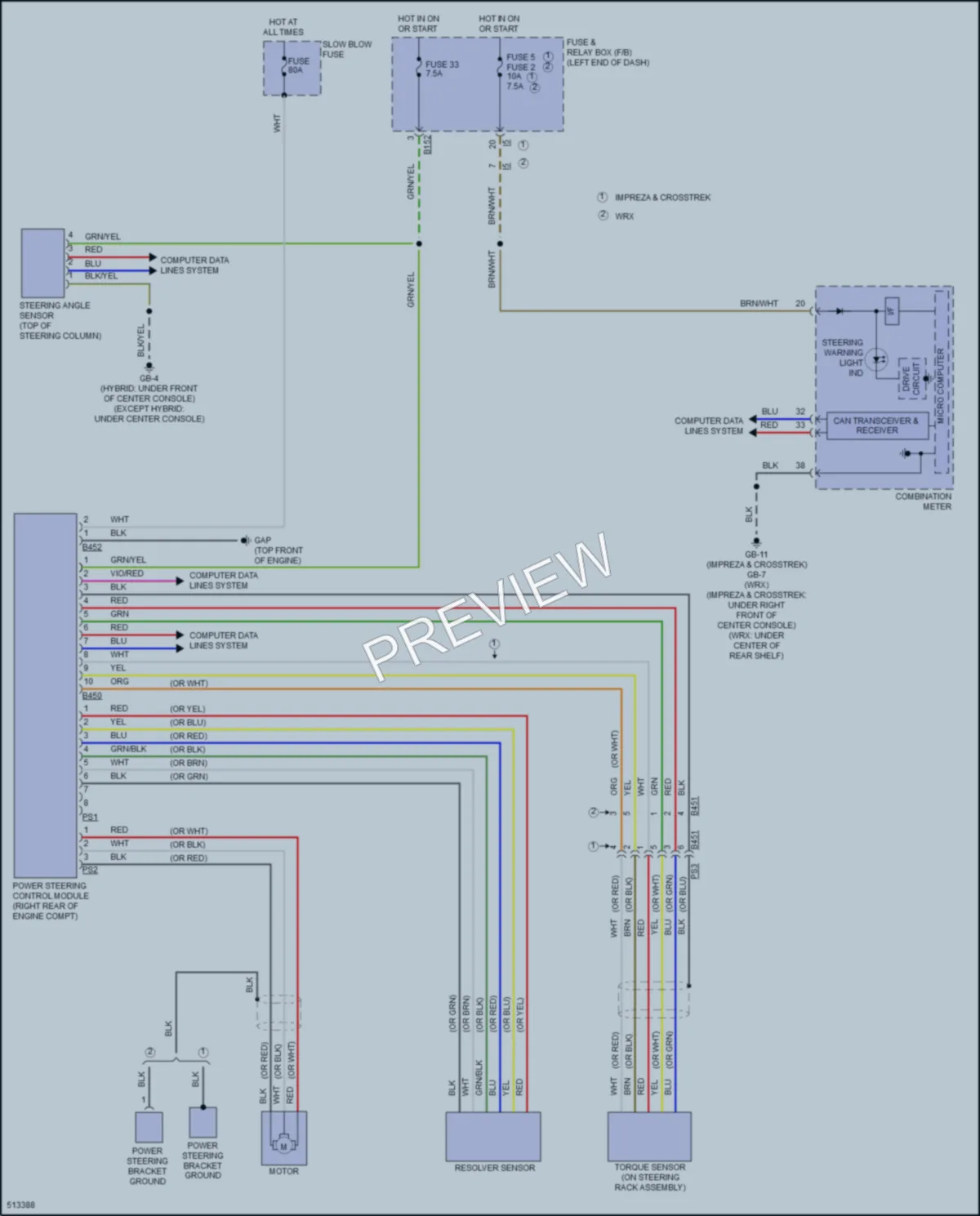 2016 Subaru Impreza Electronic Power Steering wiring diagram preview