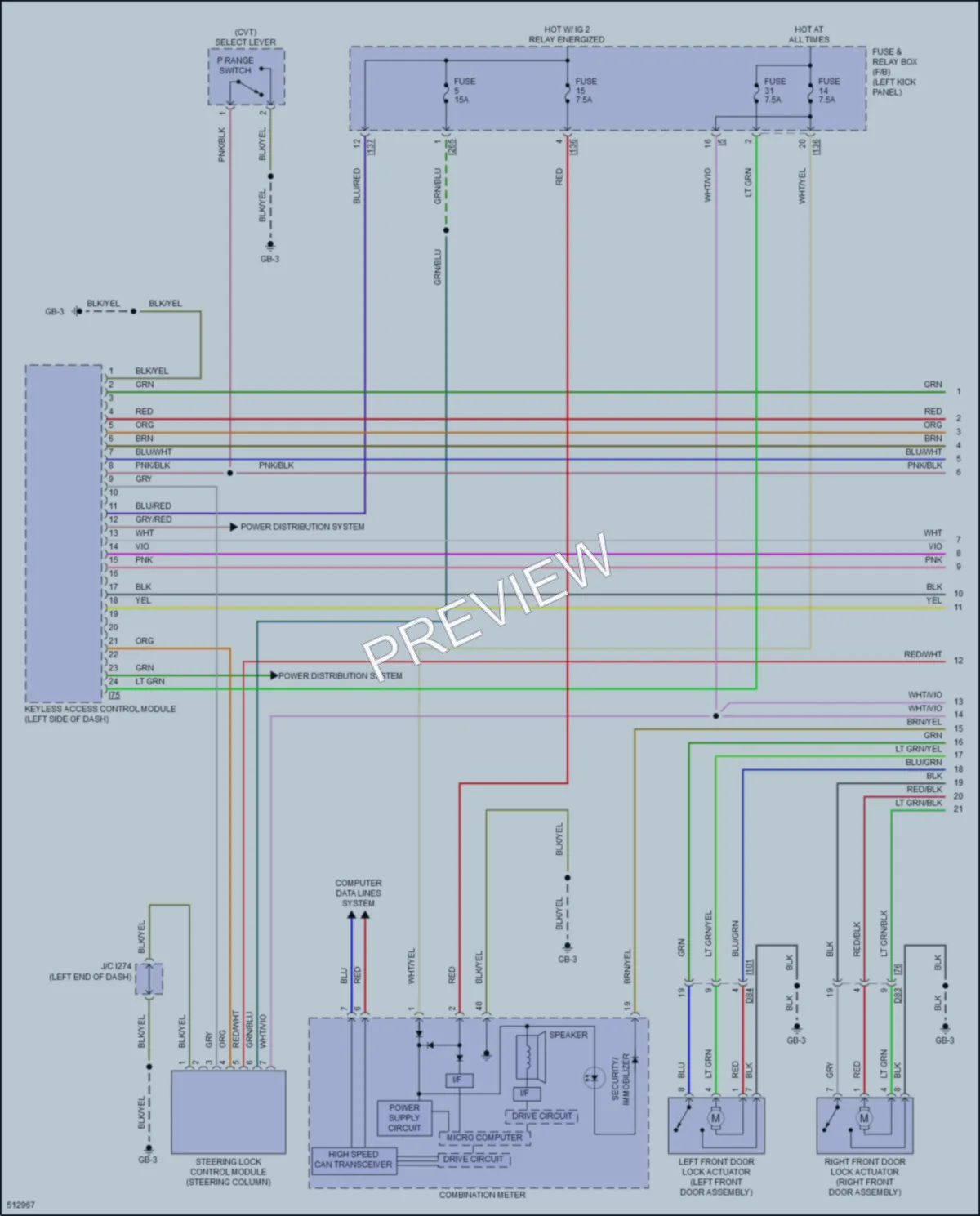 2016 Subaru Legacy Anti Theft wiring diagram preview