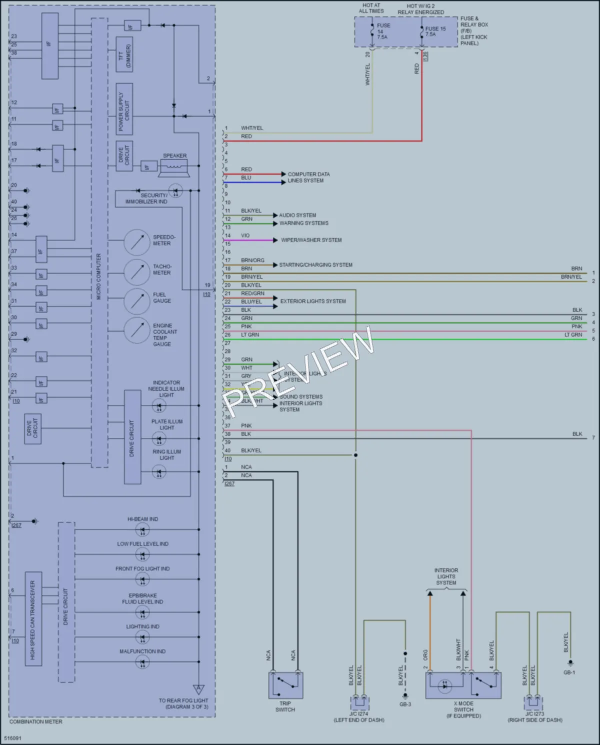 2016 Subaru Legacy Instrument Cluster wiring diagram preview