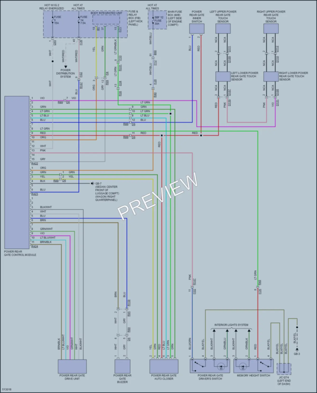 2016 Subaru Legacy Trunk Tailgate Fuel Door wiring diagram preview