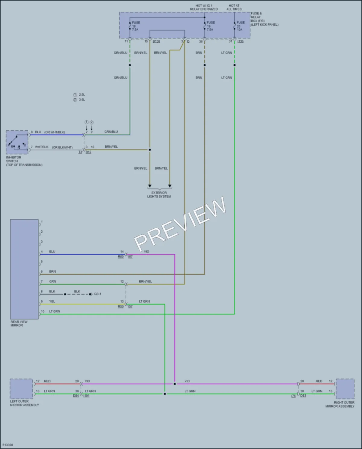 2016 Subaru Outback Power Mirrors wiring diagram preview