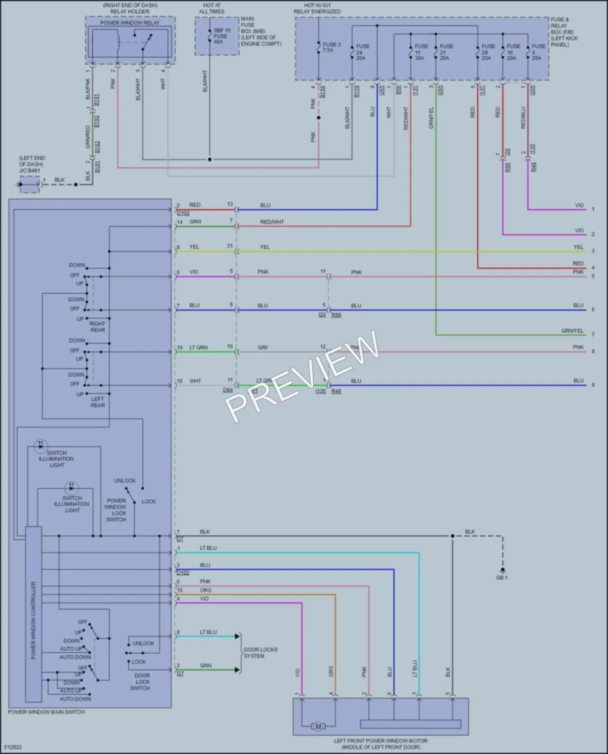 2016 Subaru Outback Power Windows wiring diagram preview