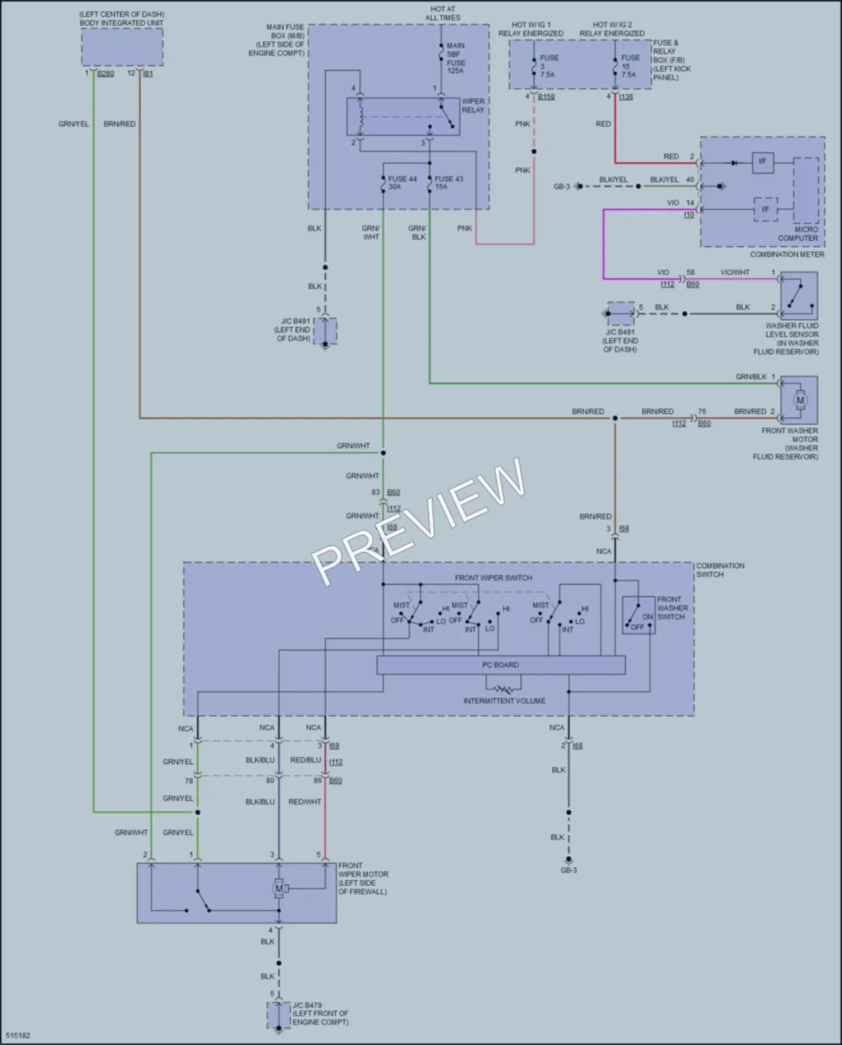 2016 Subaru Outback Wiper Washer wiring diagram preview