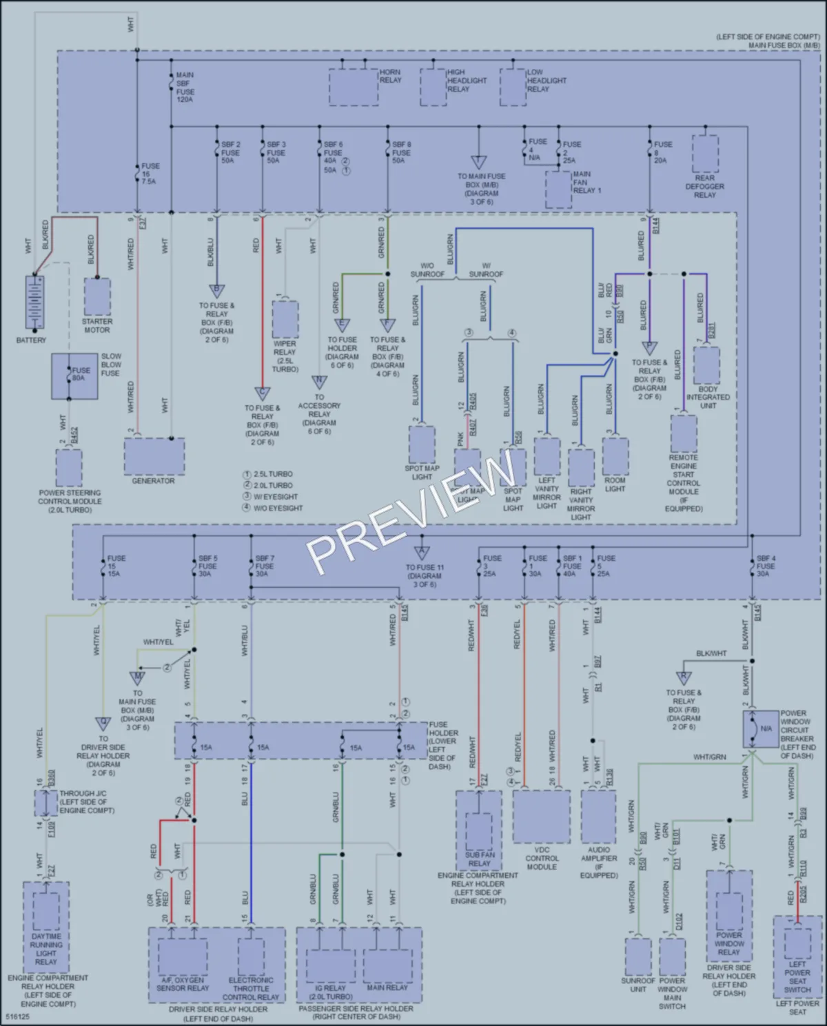 2016 Subaru WRX Power Distribution wiring diagram preview