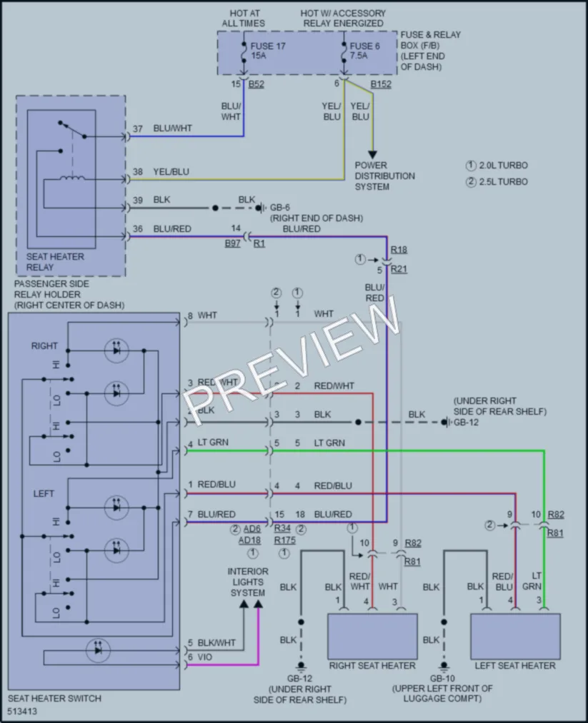 2016 Subaru WRX Power Seats wiring diagram preview