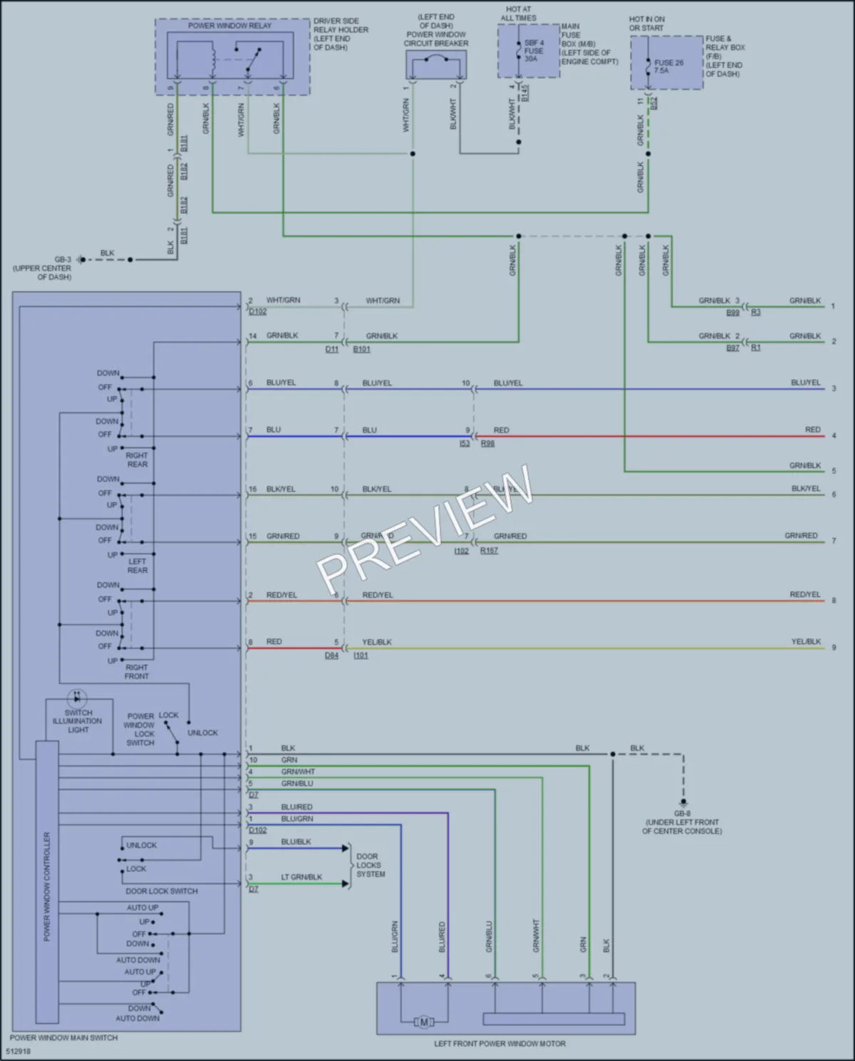 2016 Subaru WRX Power Windows wiring diagram preview