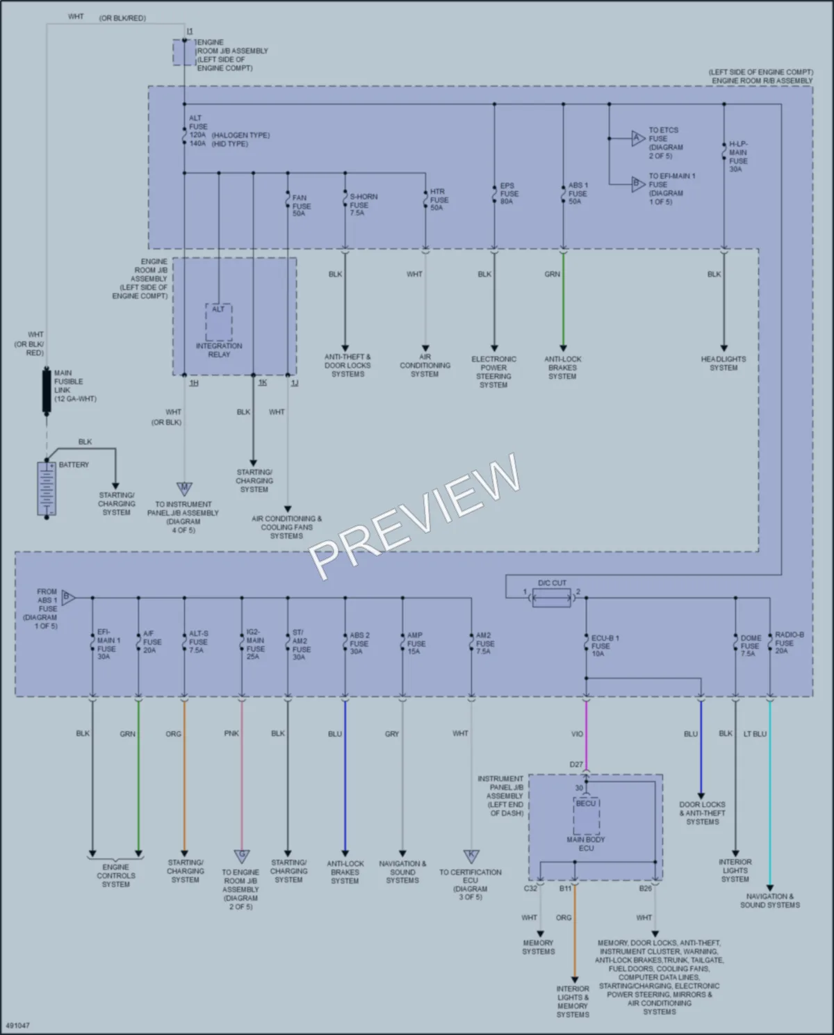 2016 Toyota Avalon Power Distribution wiring diagram preview