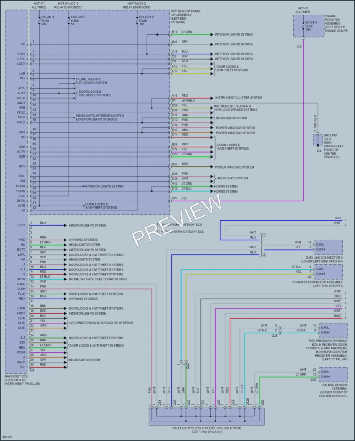 2016 Toyota AvalonHybrid Body Control Modules wiring diagram preview