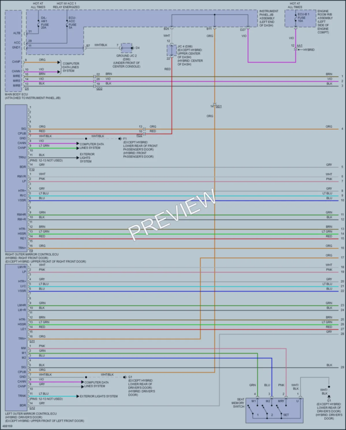2016 Toyota AvalonHybrid Memory Systems wiring diagram preview