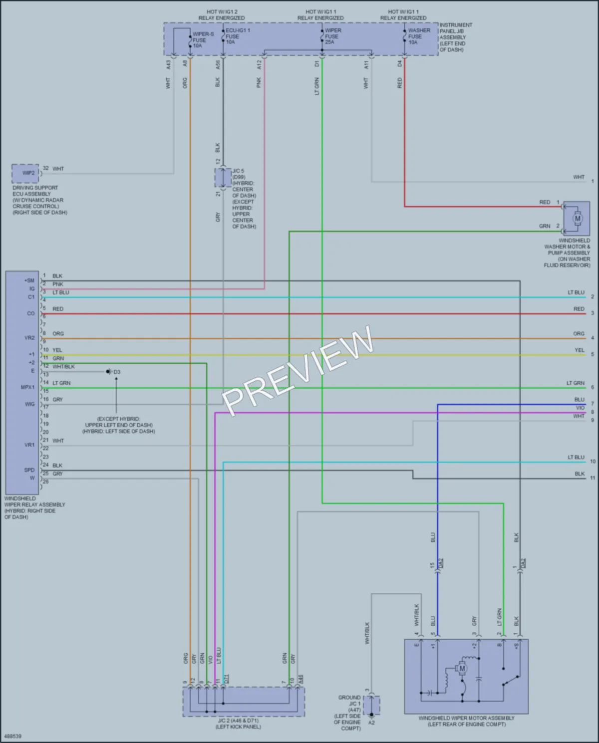 2016 Toyota AvalonHybrid Wiper Washer wiring diagram preview