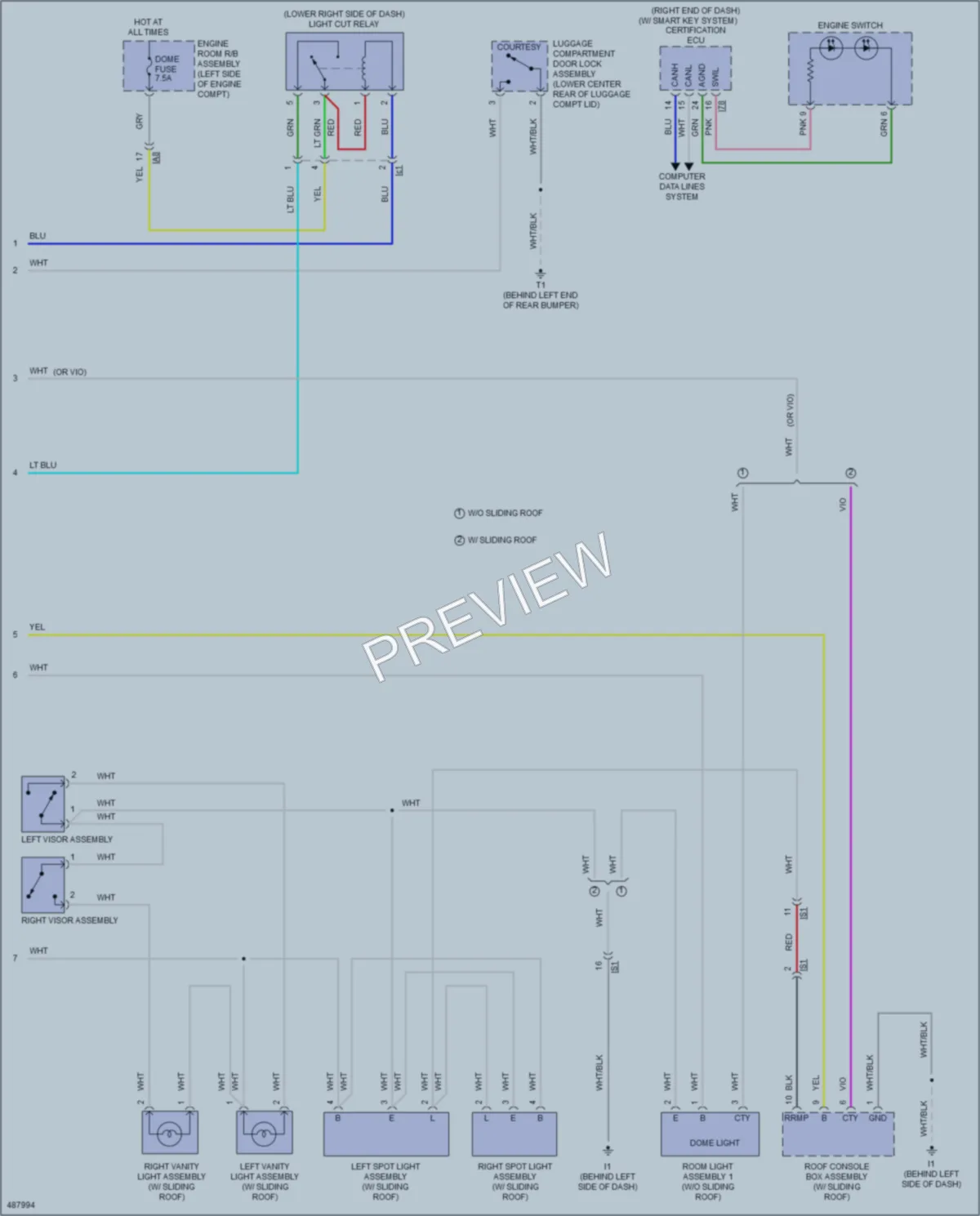 2016 Toyota CamryHybrid Interior Lights wiring diagram preview