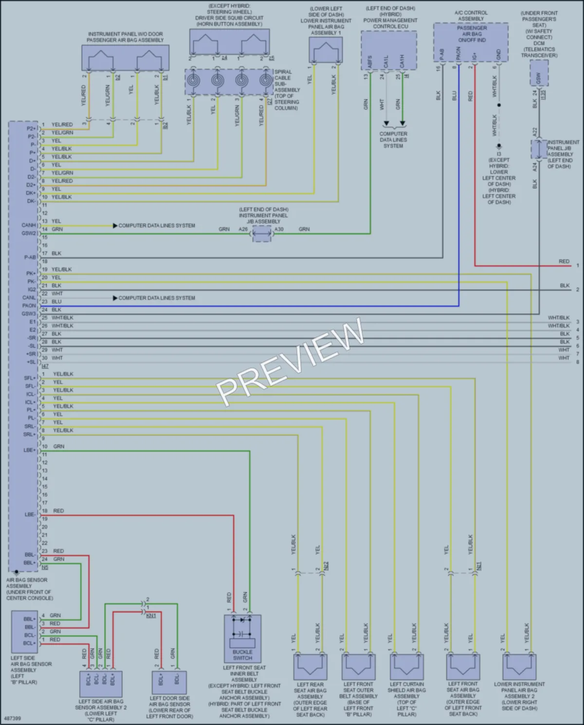2016 Toyota CamryHybrid Supplemental Restraints wiring diagram preview
