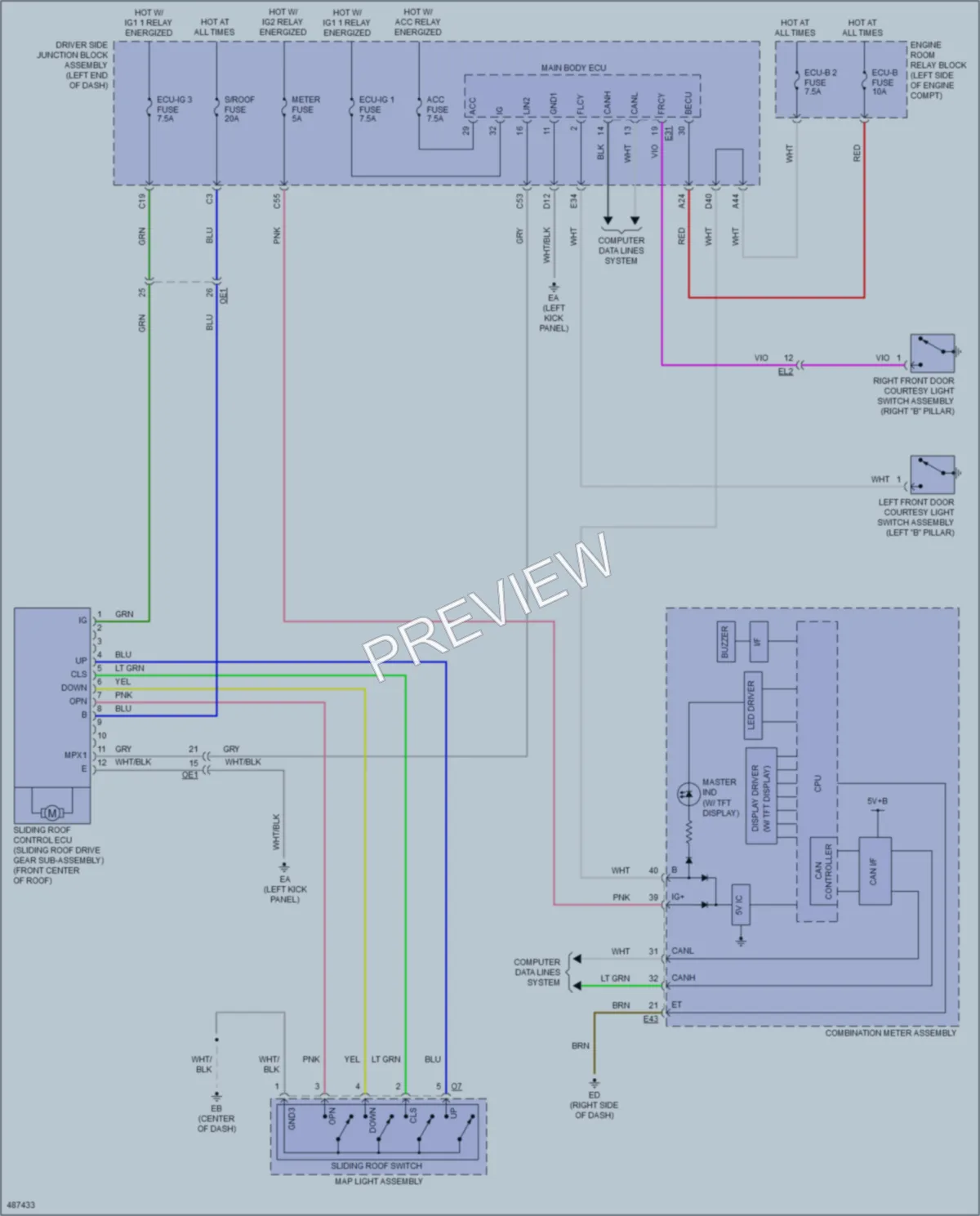 2016 Toyota Corolla Power Top Sunroof wiring diagram preview