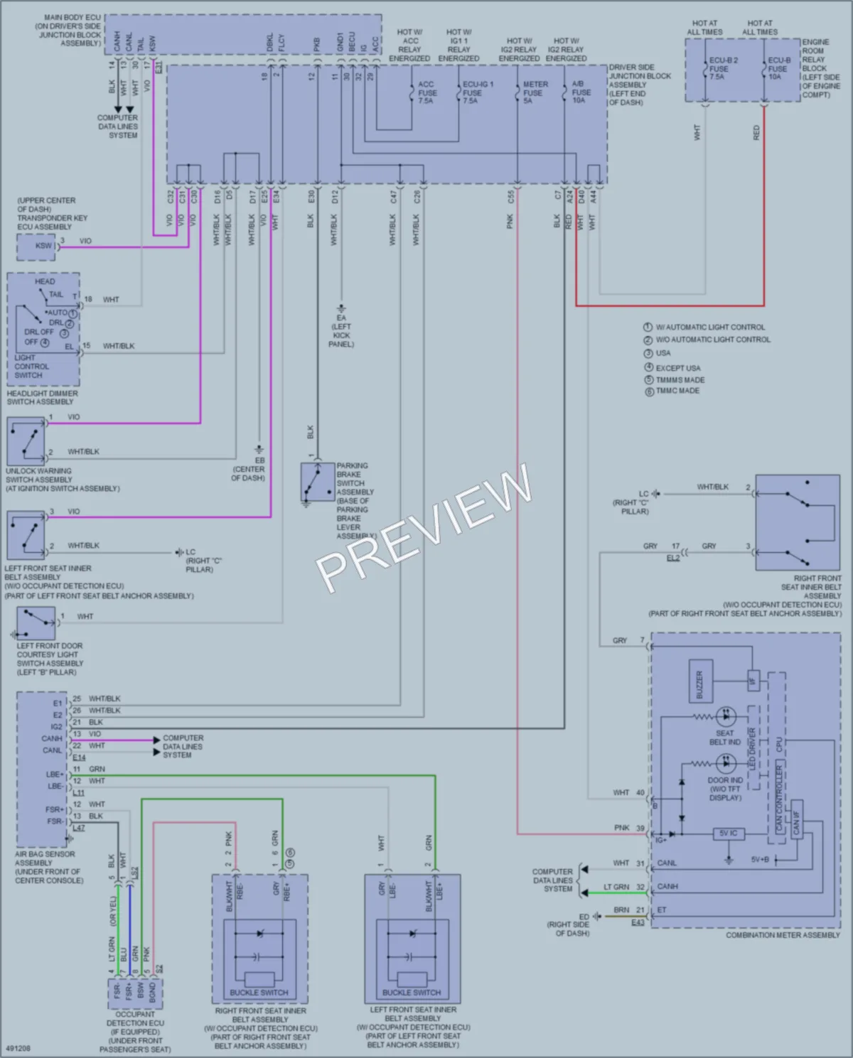 2016 Toyota Corolla Warning Systems wiring diagram preview