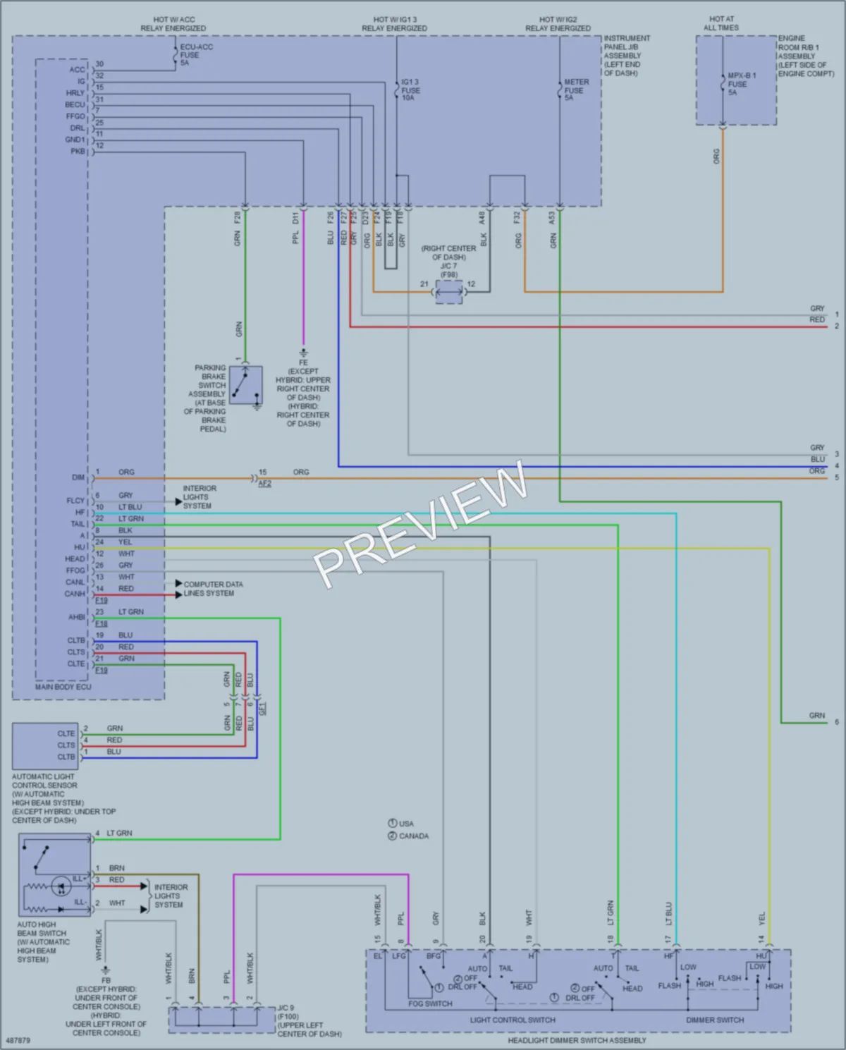2016 Toyota Highlander Headlights wiring diagram preview