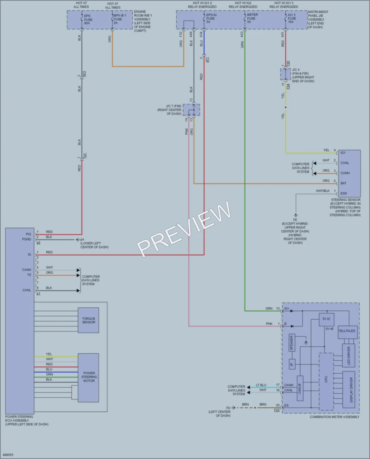 2016 Toyota HighlanderHybrid Electronic Power Steering wiring diagram preview