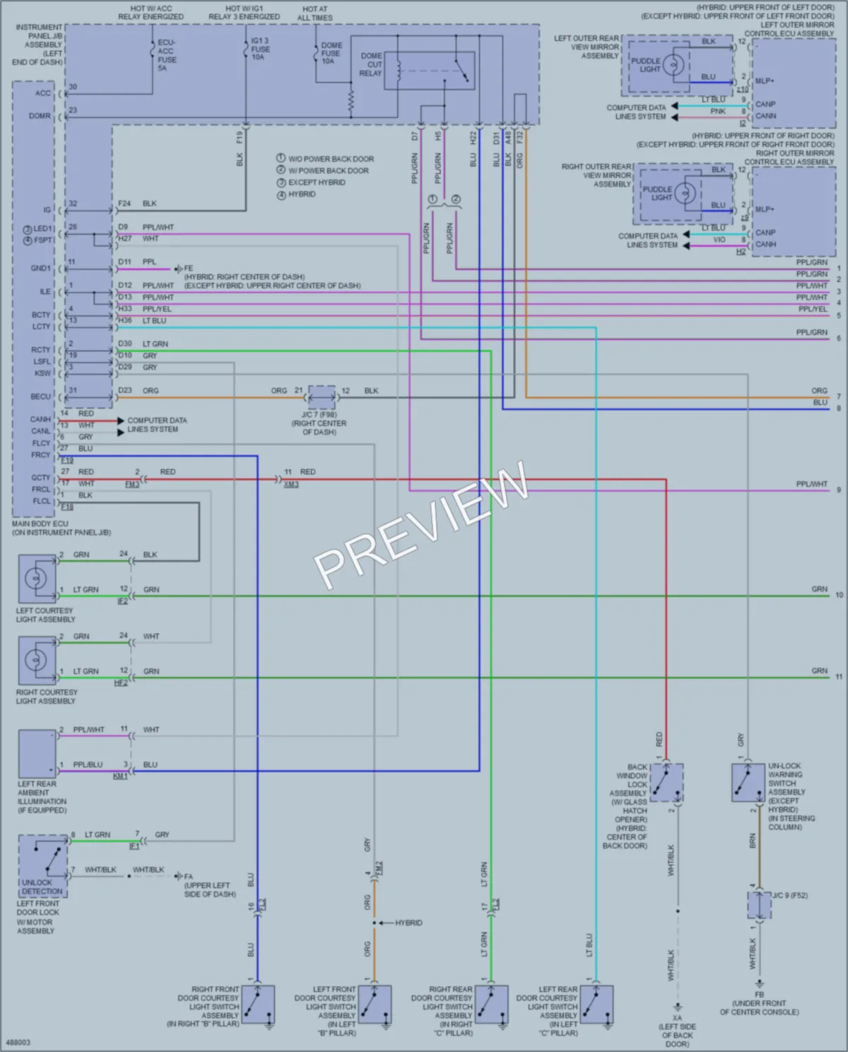 2016 Toyota HighlanderHybrid Interior Lights wiring diagram preview