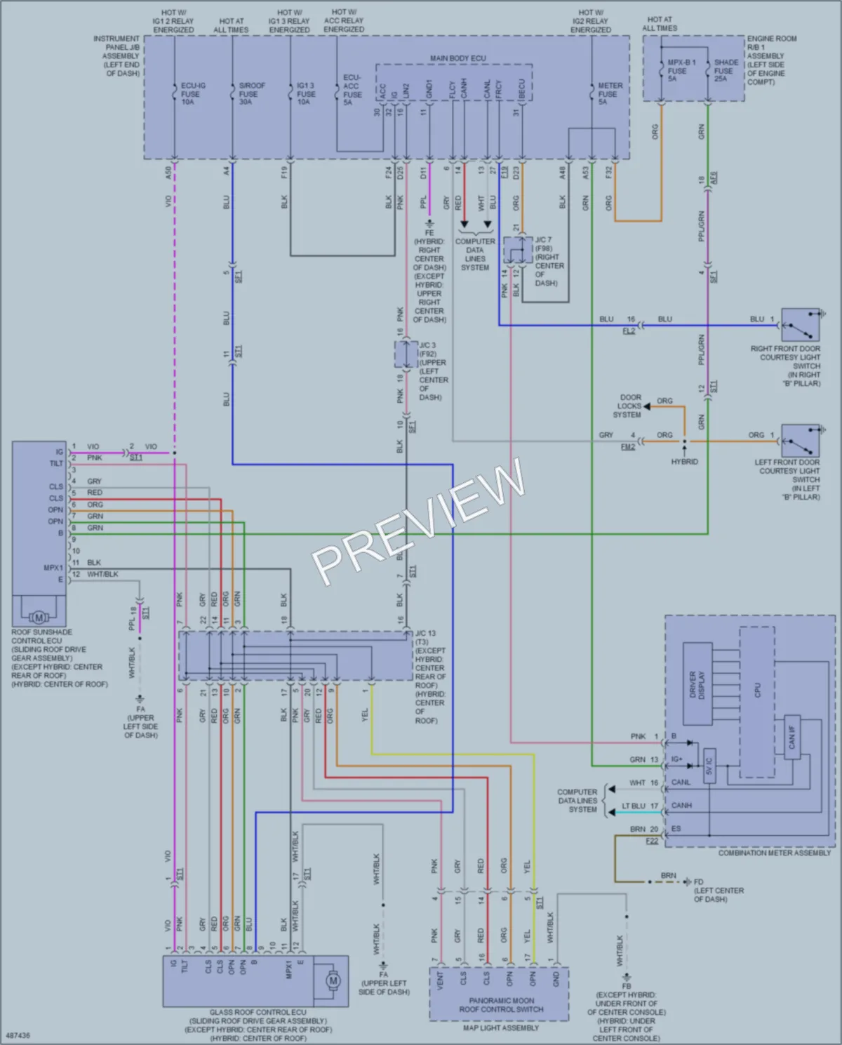 2016 Toyota HighlanderHybrid Power Top Sunroof wiring diagram preview