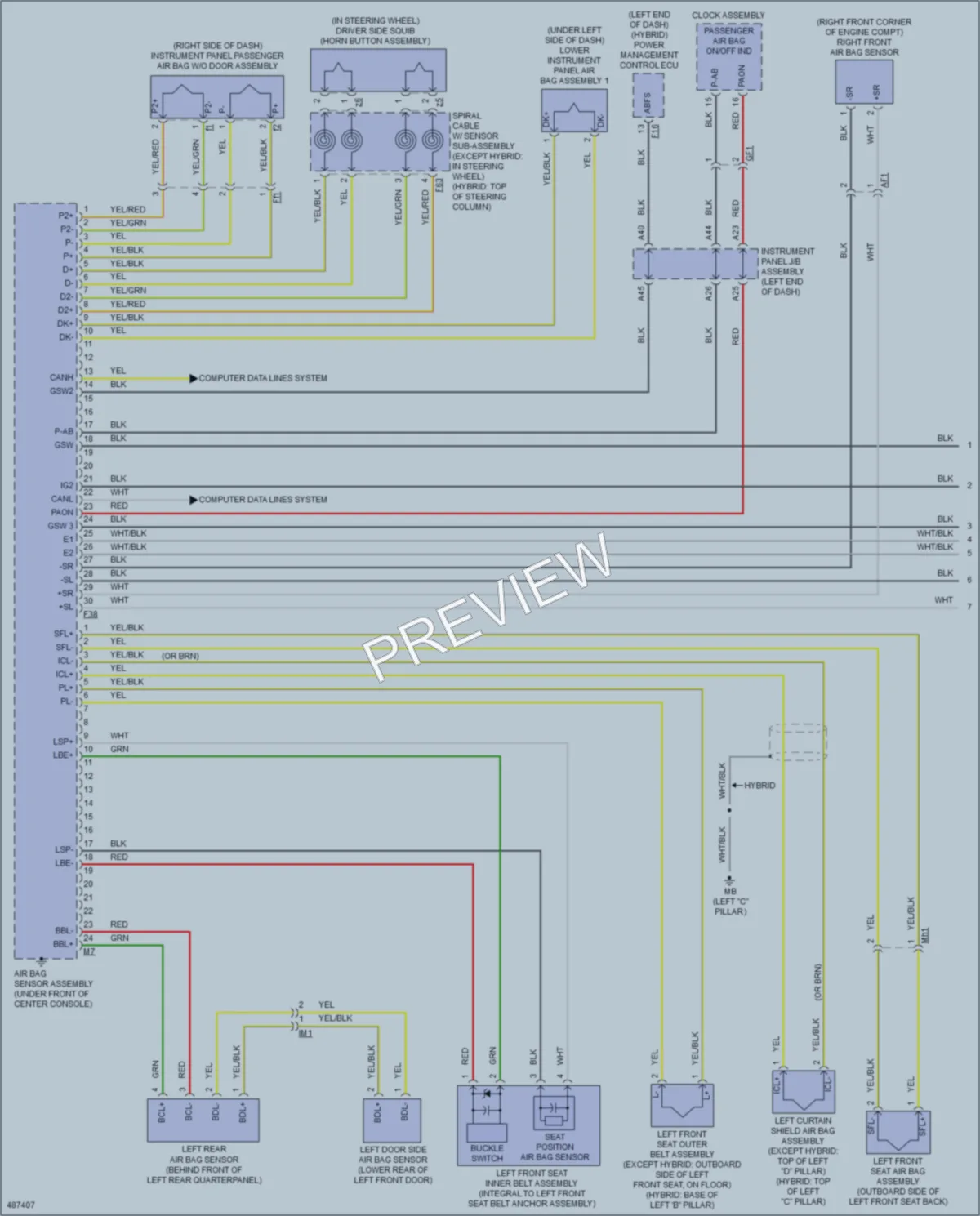 2016 Toyota HighlanderHybrid Supplemental Restraints wiring diagram preview