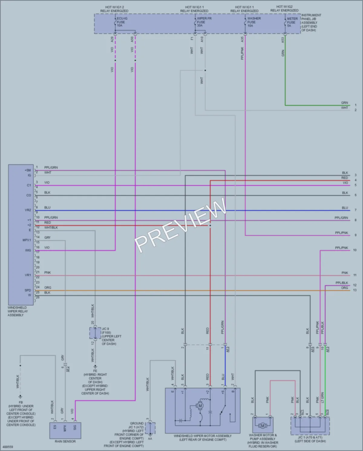 2016 Toyota HighlanderHybrid Wiper Washer wiring diagram preview