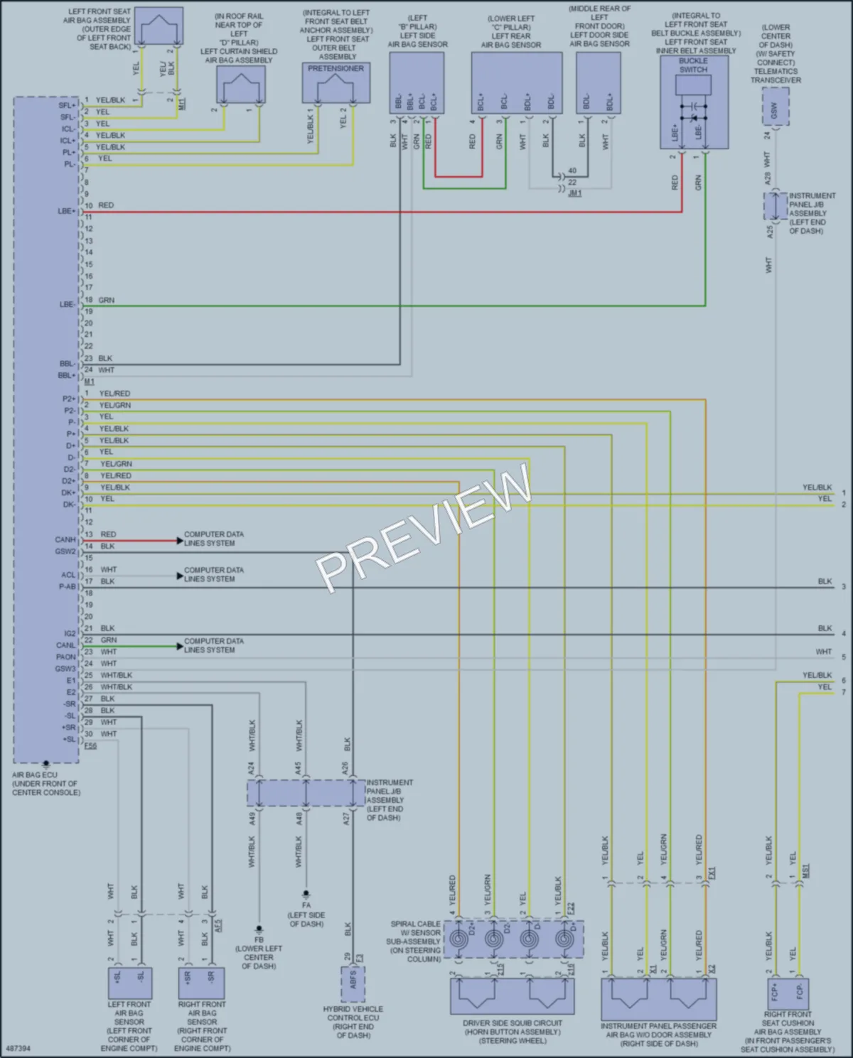 2016 Toyota Prius Supplemental Restraints wiring diagram preview