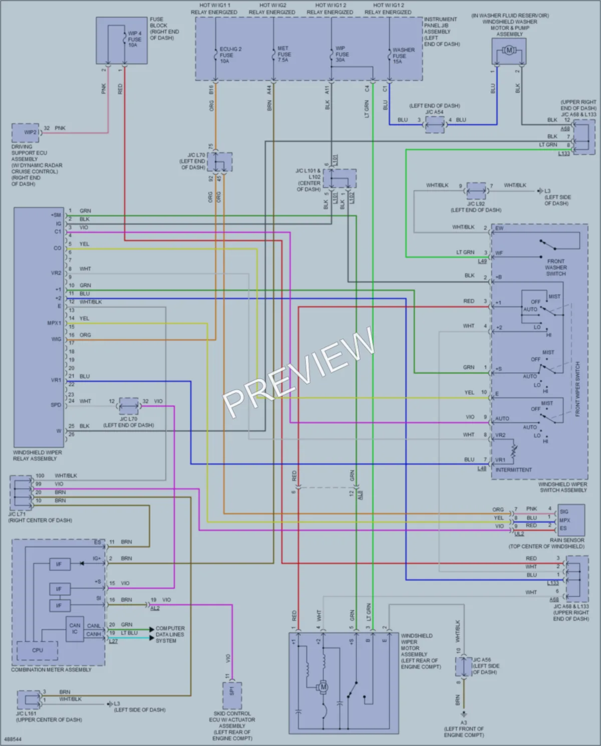 2016 Toyota Priusv Wiper Washer wiring diagram preview
