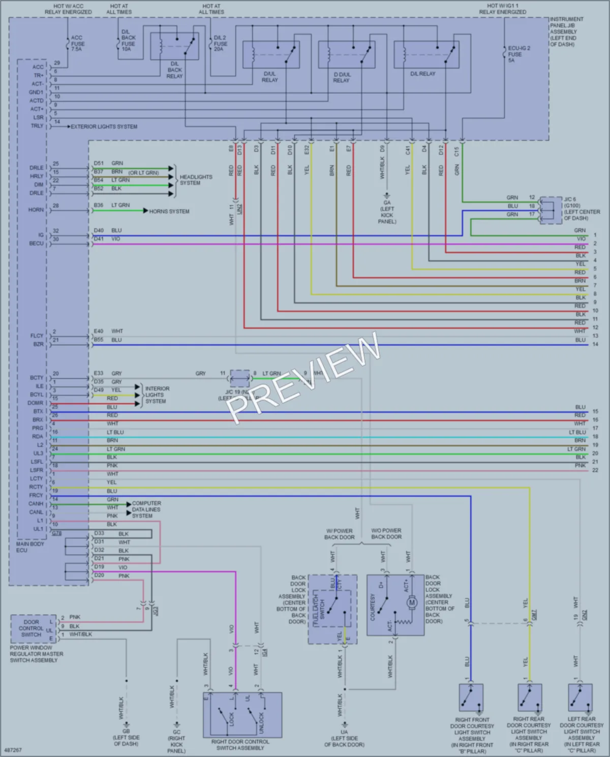 2016 Toyota RAV4 Power Door Locks wiring diagram preview