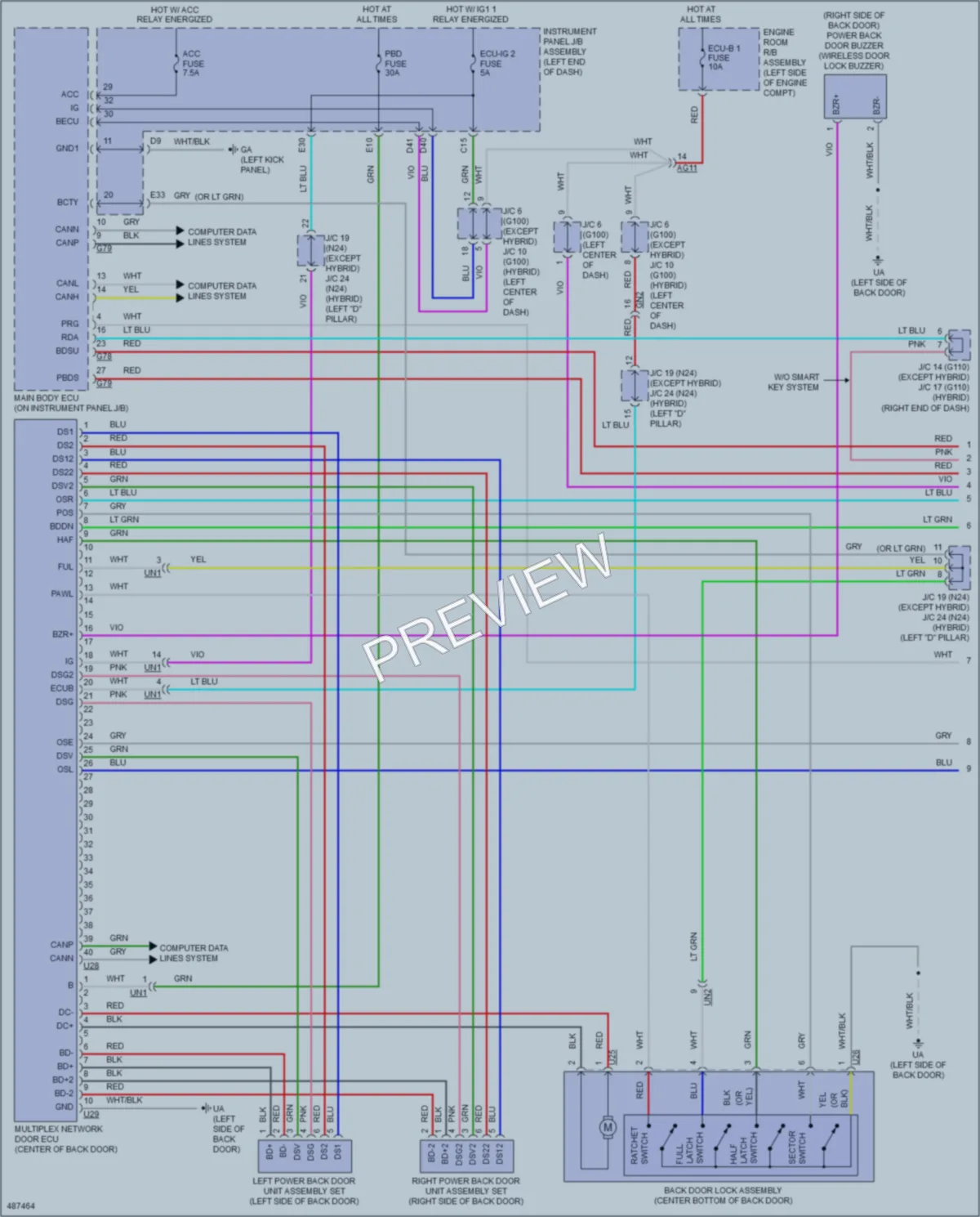2016 Toyota RAV4 Trunk Tailgate Fuel Door wiring diagram preview