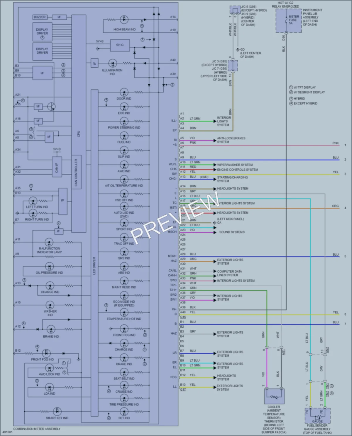2016 Toyota RAV4Hybrid Instrument Cluster wiring diagram preview