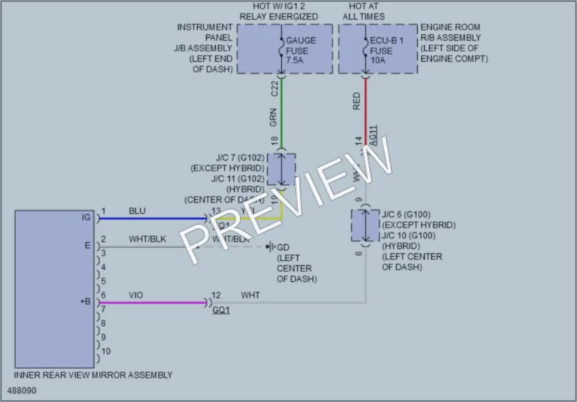 2016 Toyota RAV4Hybrid Power Mirrors wiring diagram preview